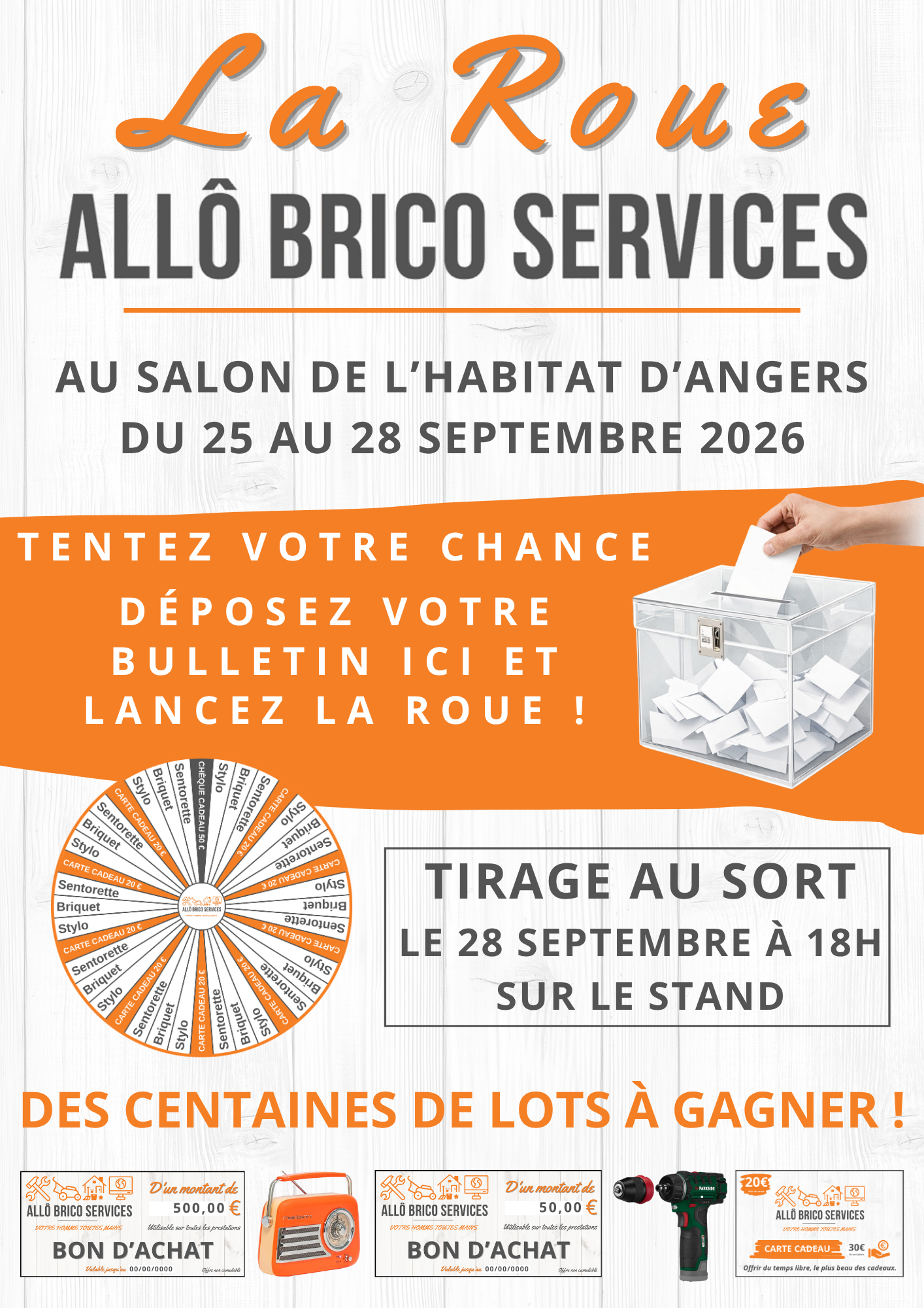 Jeu concours Angers 2026 avec Allô Brico Services